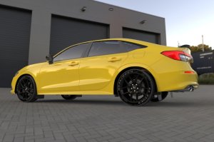 Honda Civic Si Mud Flap - Front + Rear - Rally Armor - UR Premium Urethane - Black with Blue Logo - `22-`25